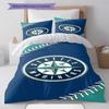 Seattle Mariners Logo Pattern Bedding Set Quilt Cover Pillowcase Home Decor Gift (1 * Duvet Cover + 2 * Pillowcase, Without Core)