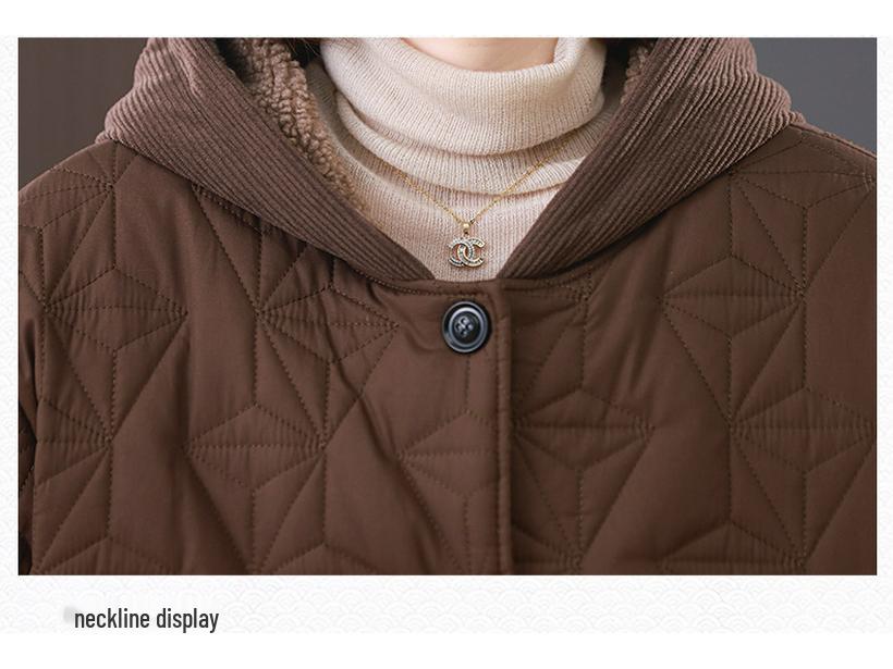 Women's Plus Size Winter Fleece-Lined Cotton Jacket 2024 - Middle-Aged & Elderly Casual Warm Coat