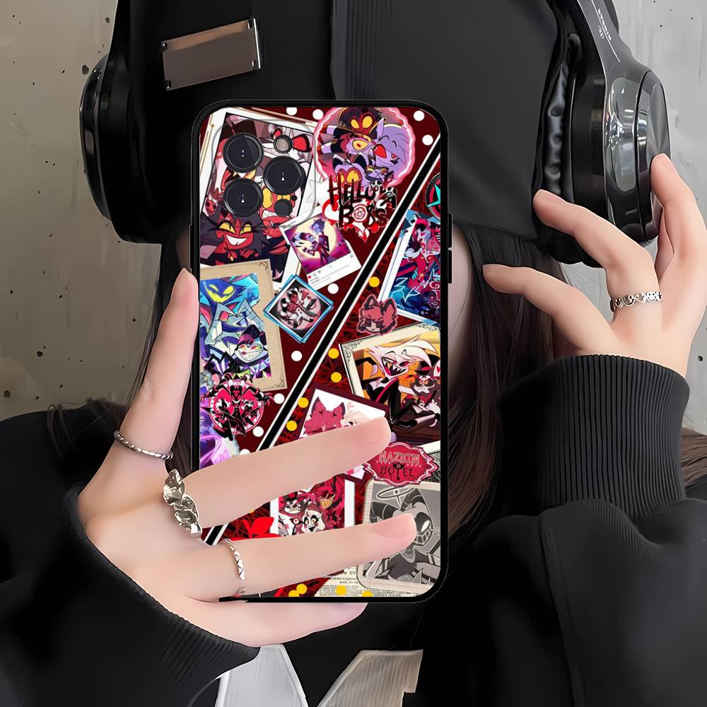 

H-Hazbin H-Hotel Phone Case For Iphone 17 16 15 14 13 12 11 Pro Max Plus Black Shell Cover Case iPhone 16pro max