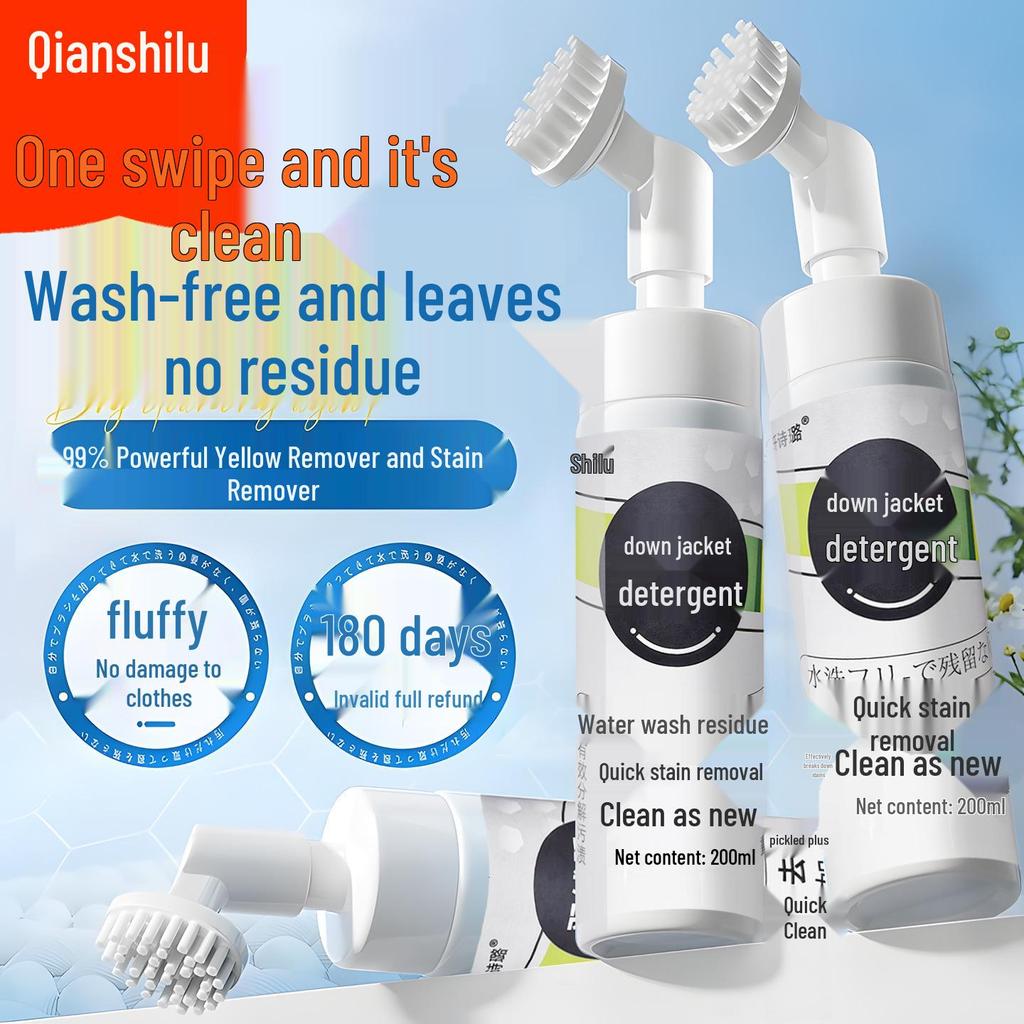 Schaumreiniger für Daunenjacken mit Bürstenkopf - Wasserfreier Flecken- und Ölentferner