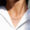 925 Sterling Silver Curved Bar Moissanite Pendant Necklace for Women – Dainty Tennis Style Jewelry