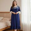 Large size women's nightgown lace square collar pajamas lace short sleeves human cotton long sleeping group sweet loungewear