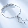 925 Sterling Silver Bracelet  Adjustable Oval Cut Created  Sky Blue Topaz for Women Charm Gemstone Party  Birthday Fine Jewelry