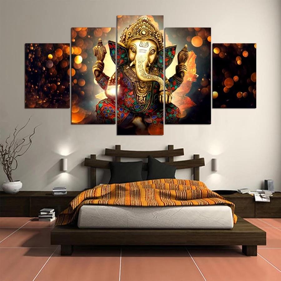 

5 Pieces Ganesh Elephant Trunk God For Living Room Canvas Painting Wall Art Home Decor Frame Modern HD Printed Landscape Picture 20x35 20x45 20x55cm