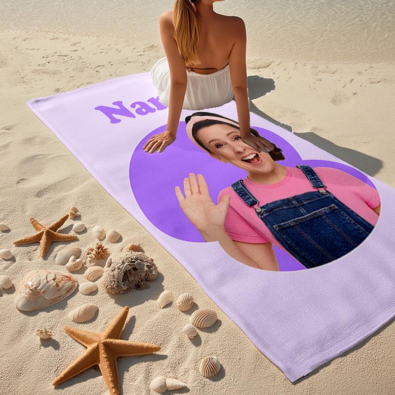 Custom Name Ultra-Soft Beach Towel with Ms. Rachel Theme,Ideal for Pool - Camping, Diving - Perfect Travel Essential, Vibrant Beach Towel.
