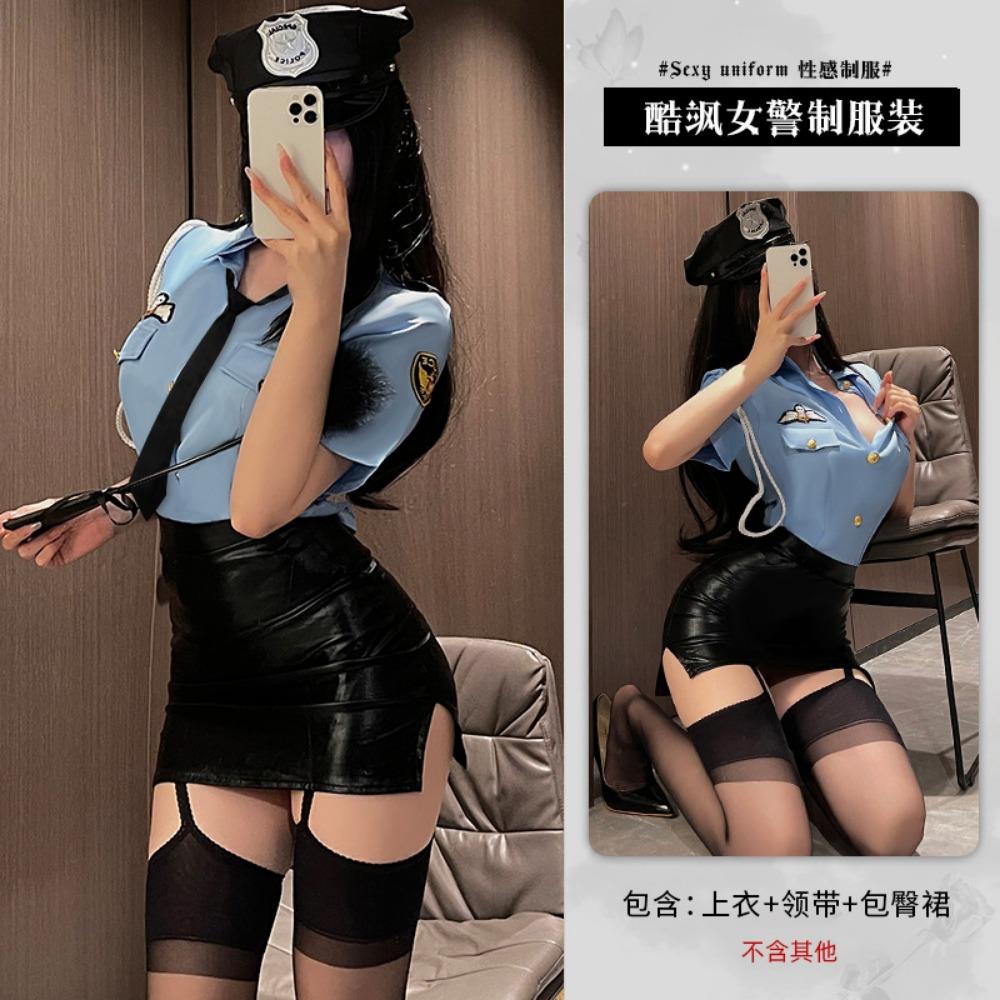 Xian Yi Halloween Sexy Lingerie Sexy Přiléhavé Boky Letuška Uniforma Vášeň Zdarma Kostým Policistky 314