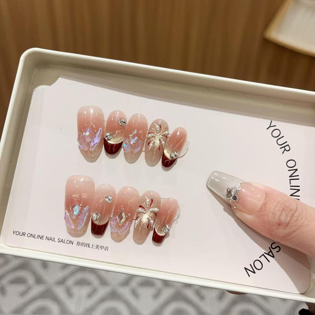 Pure Hand-made Phototherapy Wearer Pearl Fireworks Finished Product Reusable Nail Art Patches