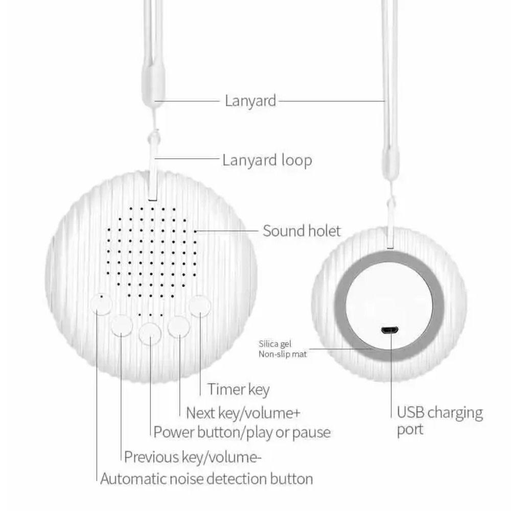 10 Soothing Sounds White Noise Sound Machine Automatic Noise Monitoring Adjustable Volume Sleep Machine with Lanyard