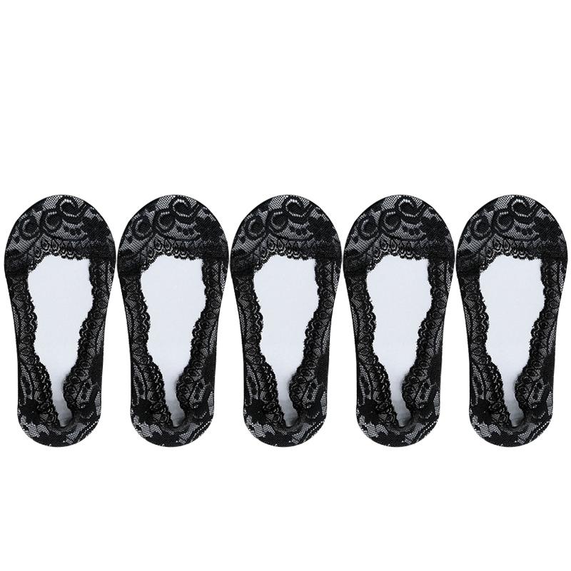 

Носки женские хлопковые летние тонкие модные кружевные цветочные невидимые короткие нескользящие носки до щиколотки мягкие носки-лодочки 5 пар 35-39