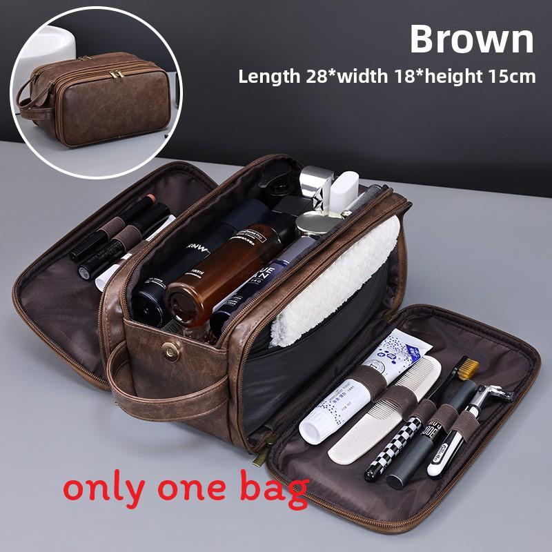 Borsa da toeletta da uomo in PU con scomparti multipli e separazione asciutto/bagnato per viaggi e uso quotidiano