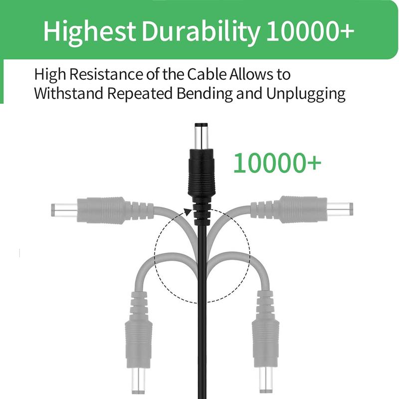 Xiaomi 1-3Pcs 1 To 2/8Way 5.5*2.1mm Output DC Power Splitter Cable 5V 12V Power Adapter Connector Cord For CCTV Camera LED Strip Lights