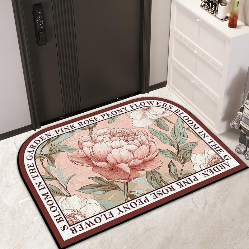 Entry Door Floral Silk Floor Mat Household Entrance Door Dirt Mat Outdoor Dirt Resistant Dust Removal Can Be Tailored Carpet