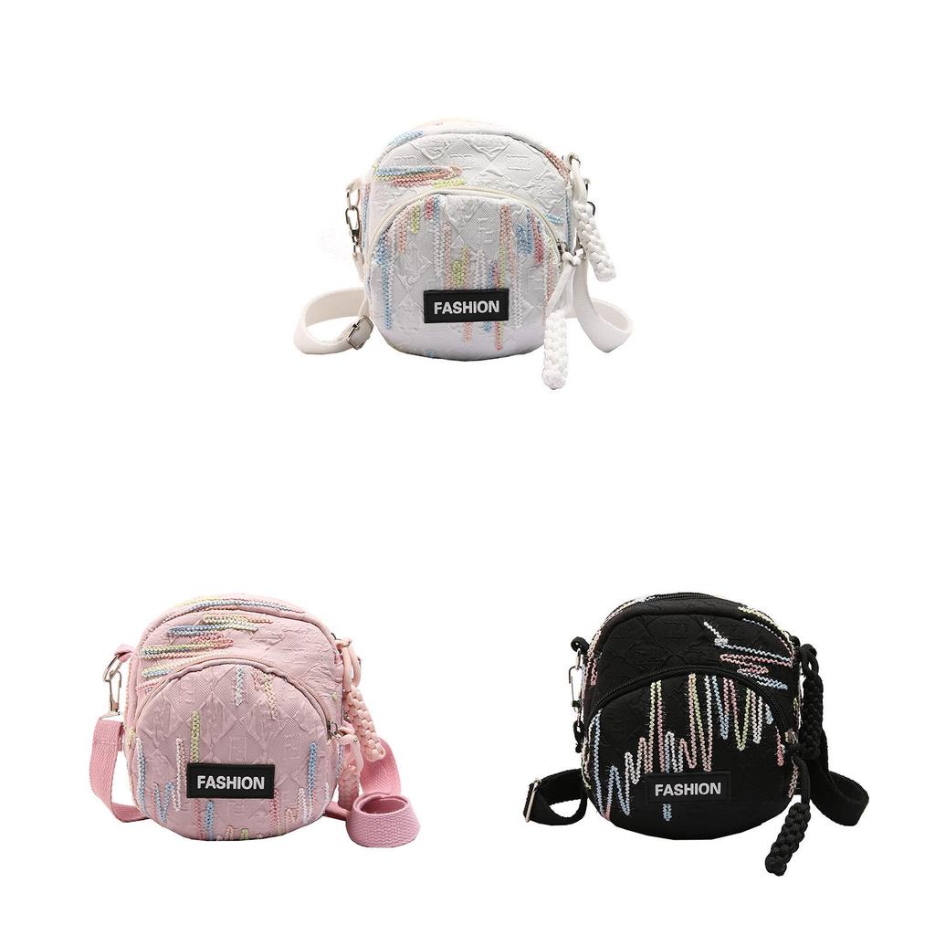 Canvas Small Crossbody Bag For Women With Zipper Pocket And Key Clip In Street Style
