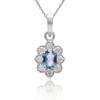 Certified Natural London Blue Topaz Gemstone 925 Sterling Silver Flower Pendant For WomeN