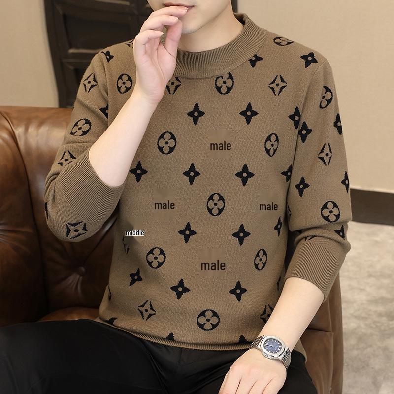 2025 European Trendy Men's Round Neck Jacquard Sweater - Korean Style Winter Knitwear