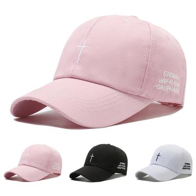 Unisex Cross Embroidery Baseball Cap Solid Color Golf Sun Visor Cotton Snapback Caps Casual Hip Hop Street Sun Hat for Women Men