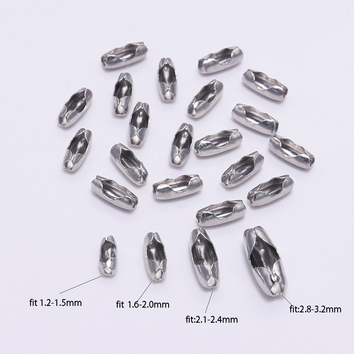 

50pcs/lot 1.5/2.0/2.4/3.2 mm Stainless Steel Ball Chain Connectors Clasps For DIY Bead Chain Jewelry Making Finding Supplies 1.5mm