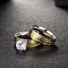 Stylish Gold Titanium Steel Ring For Couples Featuring Hidden Zircon Stone Design