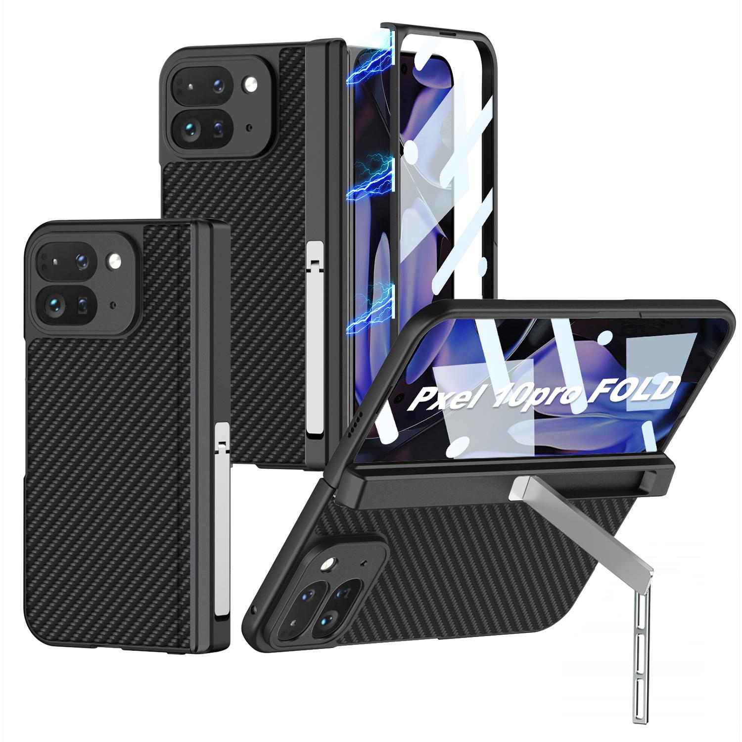 

Magnetic Hinge Plain Leather Case for Google Pixel 10 9 Pro Fold Outer Screen Glass Stand Armor Cover for Pixel 10 Pro Fold Case Choose Phone Model&Google Pixel 10 Pro Fold