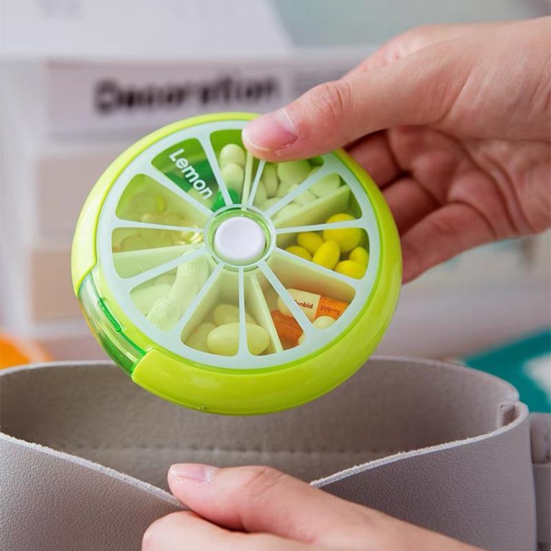 1pc Seven Grid Round Box Sealed Medicine Packaging Box, One Week Medicine Storage Box, Carry Small Medicine Box