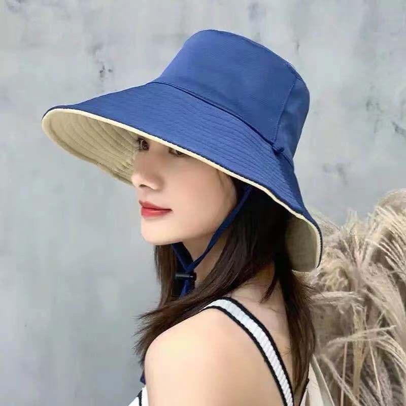 Hat women's summer new outdoor bucket hat sunscreen sunshade sun hat women's striped fashion sun hat