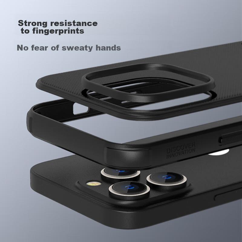 IPhone 14 Pro Max Case, Full Protection, Matte Anti-Slip Airbag Shockproof Dirt-Resistant Phone Cover, Hard with Soft Edges, Thin Black