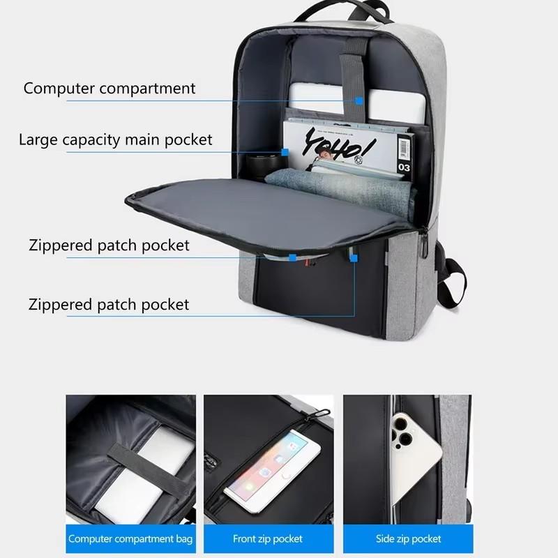 Men's Waterproof USB School Backpack Oxford Cloth 15.6 Inch Laptop Backpack Stylish Unisex Business School Back Pack