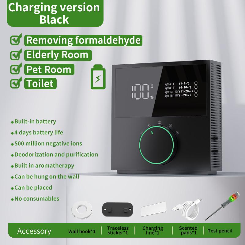 

Rechargeable Negative Ion Air Purifier Toilet Odor Removal Household Formaldehyde Removal Equipment Wall Mounted Air Purifier чёрный