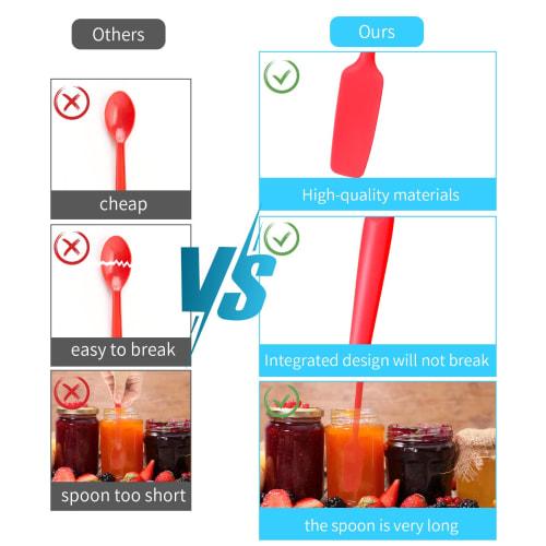 Set of 3 Silicone Jar Spatulas, Rubber Spatulas, Long Handle Jar Spatulas, Small Silicone Spatulas, Thin Spatulas, Nonstick Silicone Scrapers, Kitchen