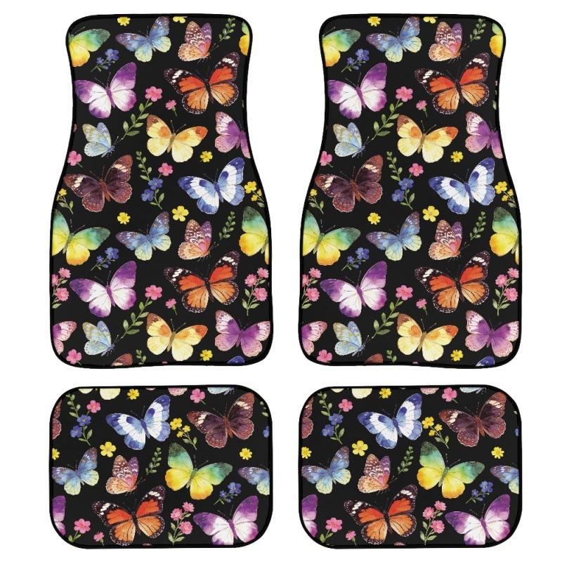 Butterfly Full Print Car Floor Mat Four-Piece Floor Mat Car Truck Universal