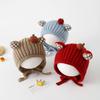 Knitted Baby Winter Hat with Plaid Ear Details Earflap Beanie Infant Knit Hat  Cold Weather Outings
