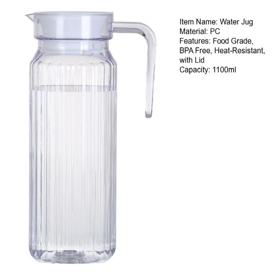 2Pcs Fridge Glass Water Jug with Lid Food Grade Spill-Free Spout Design Transparent Coffee Milk Juice Pitcher Jug
