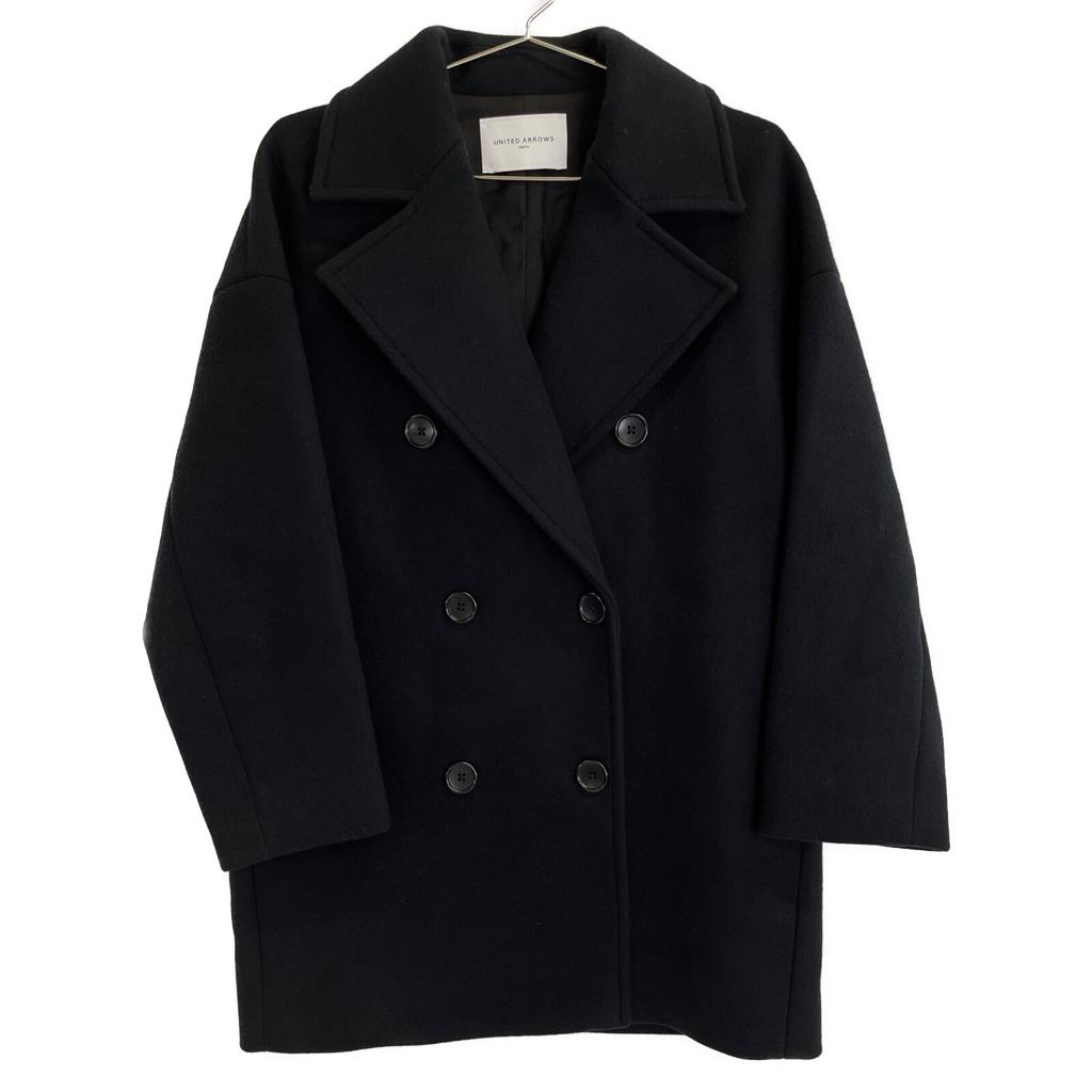 UNITED ARROWS Black UWSC Melton P-Coat coat 34 blackUsed