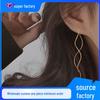 Golden Wave Tassel Ear Thread Earrings for Women - Elegant Long Dangle Design