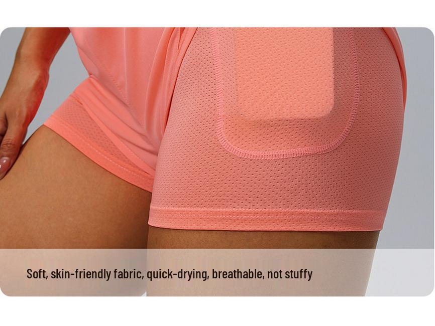 Women's Quick-Dry Three-Quarter Running Shorts with Inner Lining and Double Layer for Fitness