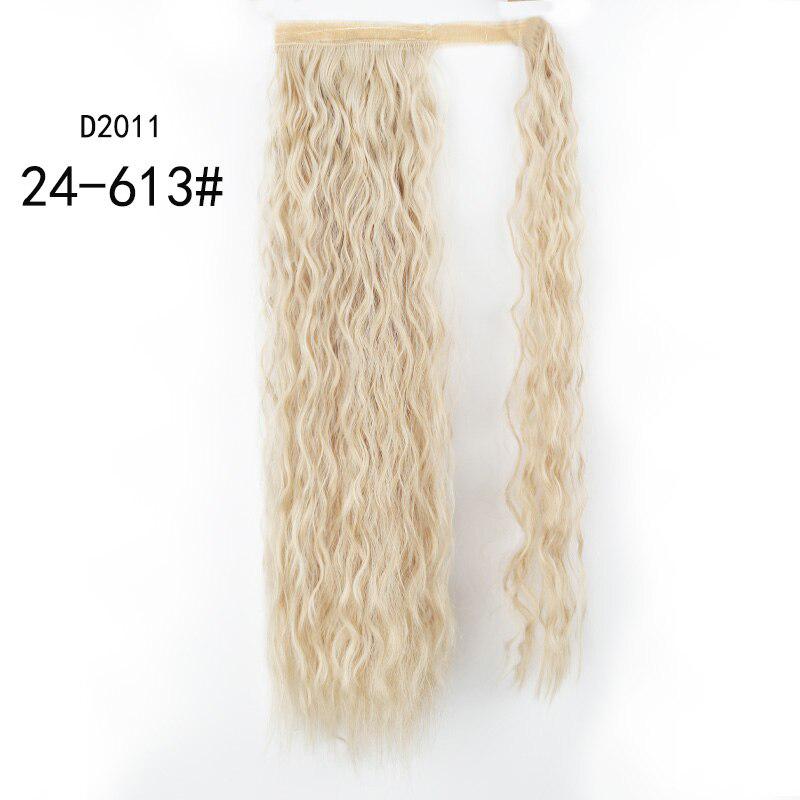 Lockiges langes Pferdeschwanz-Synthetik-Haarteil zum Aufwickeln, Clip-Haarverlängerungen, Ombre-Braun-Pferdeschwanz, blondes Haar