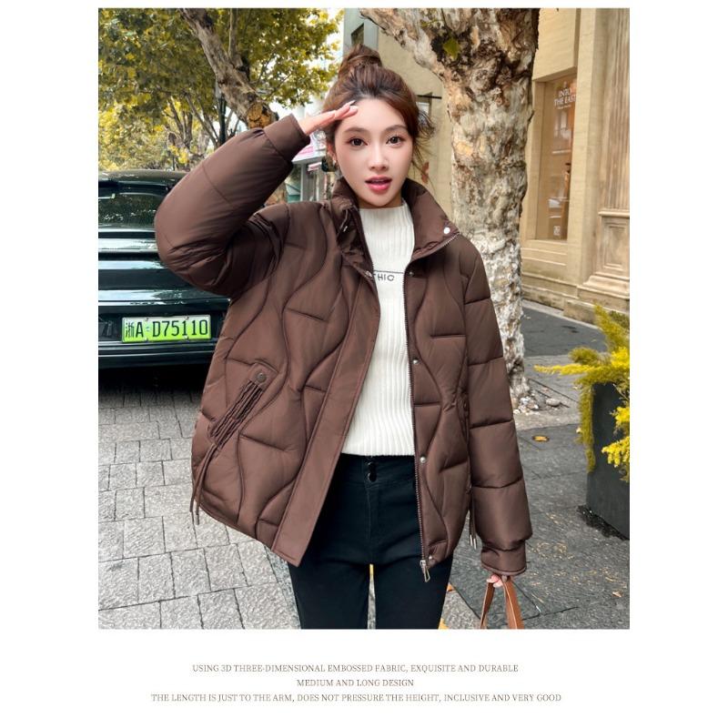 Short cotton-padded clothes for women's autumn and winter new small stand-up collar rhombus casual cold-proof clothes jacket cotton clothes