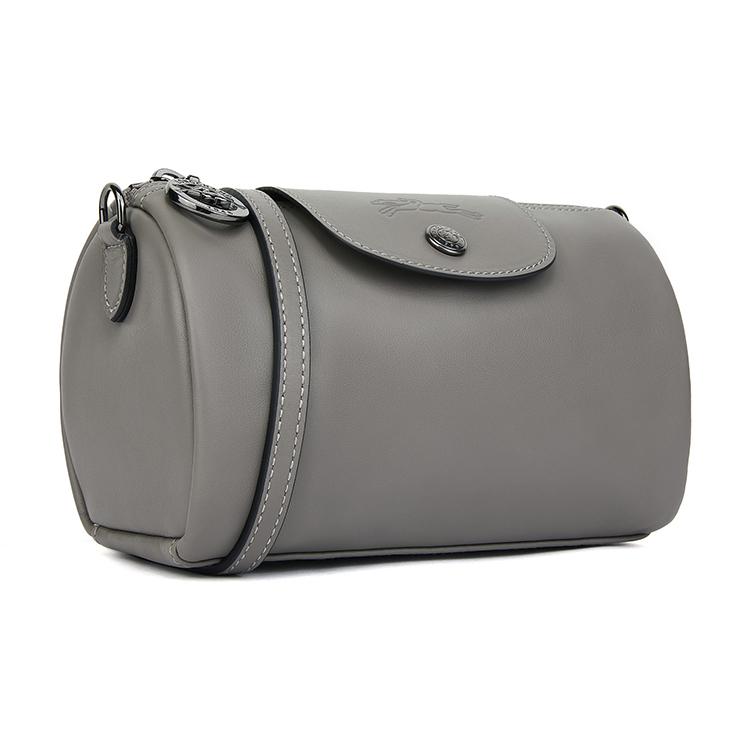 Longchamp Le Pliage Xtra Verstellbarer Abnehmbarer Schultergurt Reißverschluss Lederzylinder Kosmetiktasche Mini Damen Taschen Grau 10255987P55