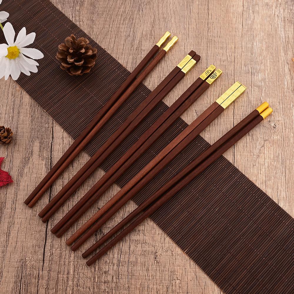 Natural Red Sandalwoo Chopsticks 5/6/8/10 Pairs Reusable Chopsticks Tableware Traditional Retro Handmade Natural Gift