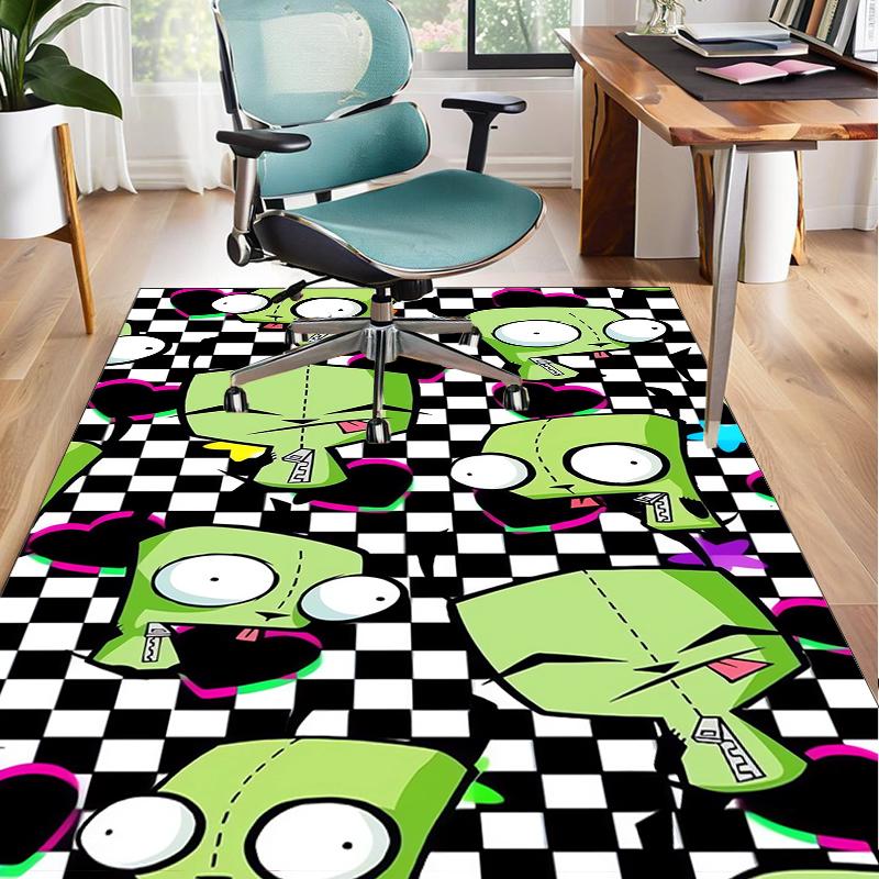 Alien Invasion Pattern Office Rug Chair Mat, Game Carpet, Suitable for Front Door, Bedroom, Living Room, Desk, Holiday Gift