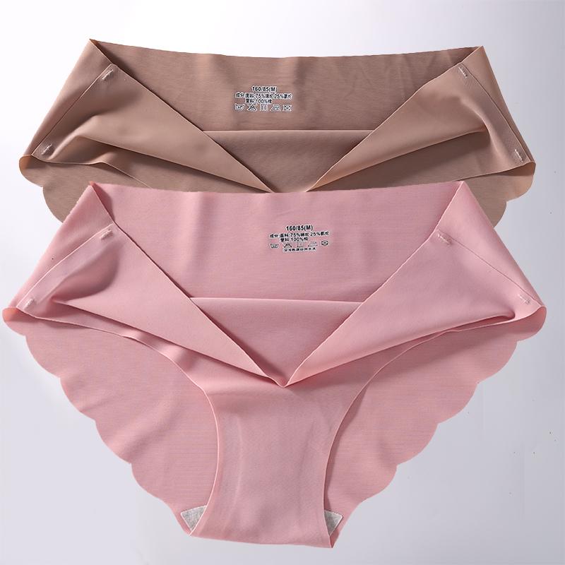 2 Stück/Set M-XL Nahtlose Eis-Seide Sexy Damen Slips Pantys 7 Unifarben Atmungsaktive Pantys Unterwäsche Für Mädchen Dessous