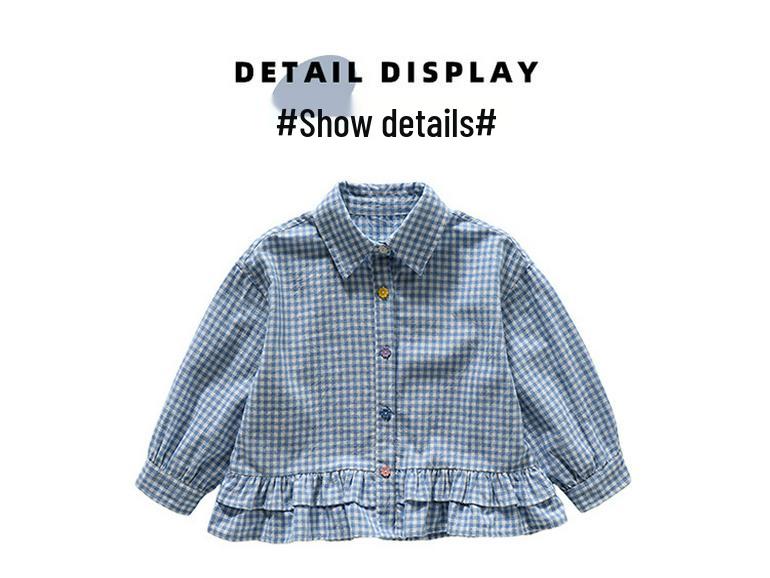 Girls' Floral Plaid Shirt - Spring/Autumn 2025 Fashion for Children