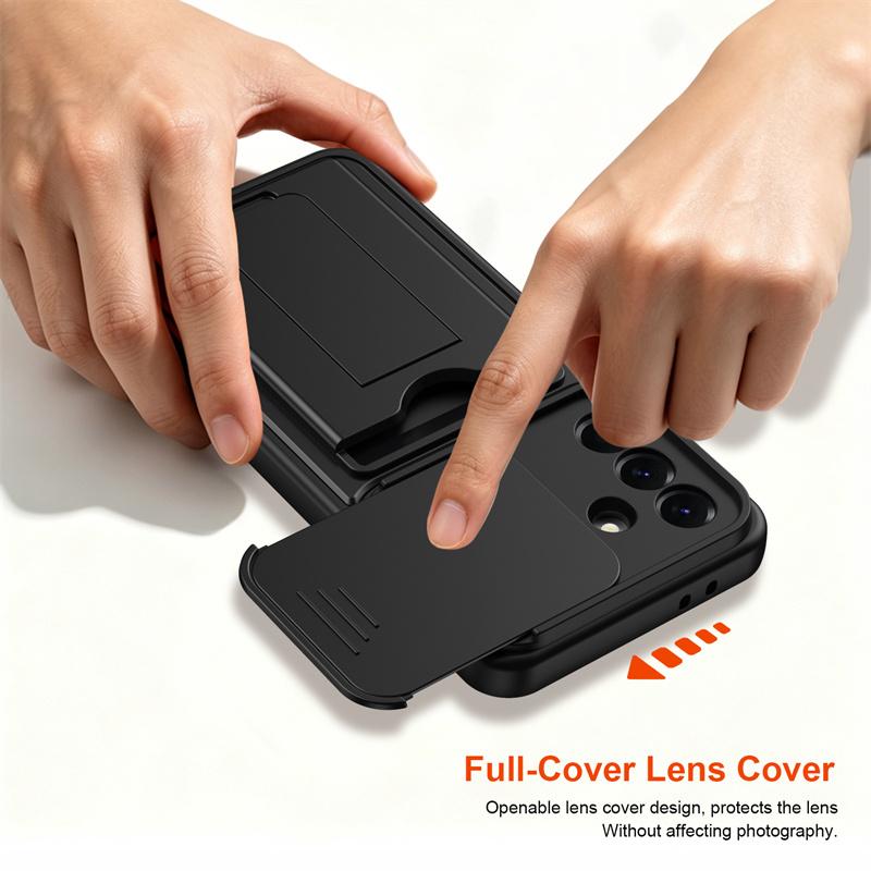 Lens Protection Kickstand Case For Samsung Galaxy A57 A37 A27 A17 5G A56 A36 A26 Protective Cover Card Slot Wallet Capa Fundas