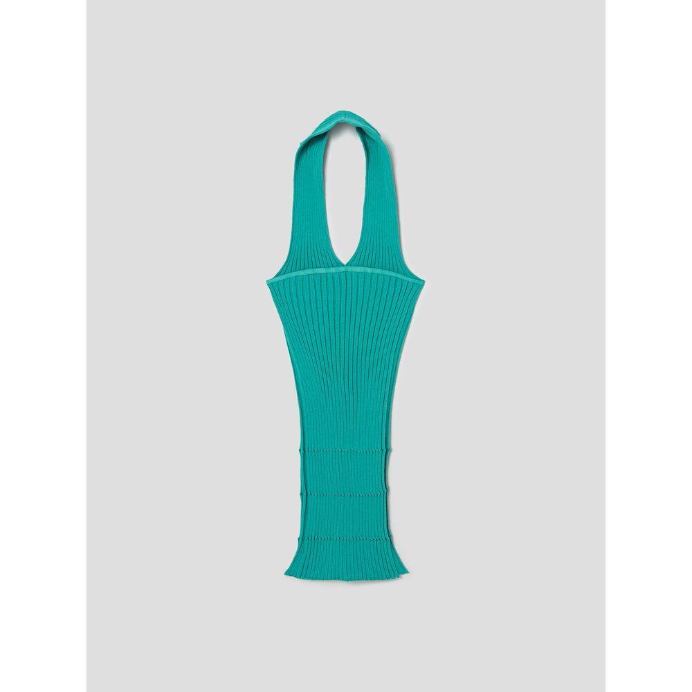 Anggae Crafted Rib Halter Dress Green
