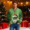 Mens Christmas Sweater Zip Up Sweatshirts Vintage Knit Graphic Sweatshirt Xmas Stand Collar Pullover