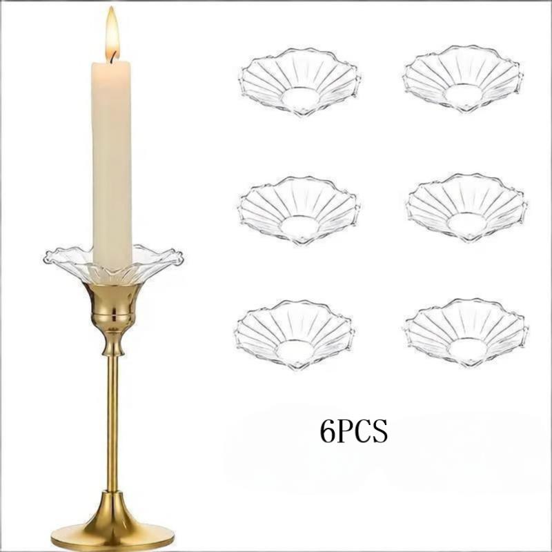 6 Pezzi Bobeches in Vetro Per Portacandele Per Candela Portacandele Per Centrotavola Matrimonio