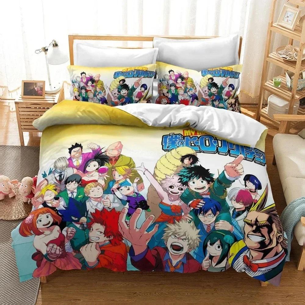 Design Popular 3D My Hero Academia Comfortable Duvet Quilt Cover Pillowcase Bedding Set Children Bedroom Decoration Home Textile