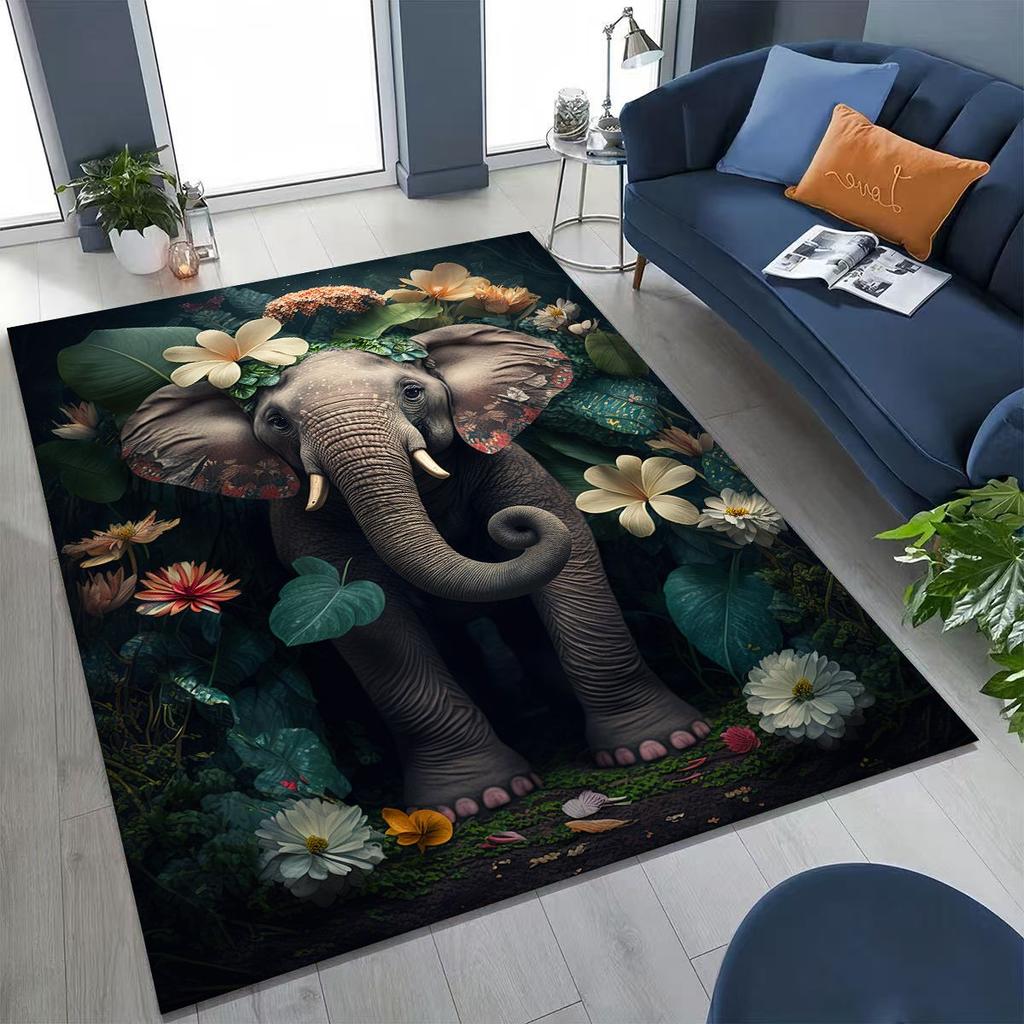 27 Stil Weisheit Elefant Cartoon Teppich für Schlafzimmer Wohnzimmer Sofa Zuhause Fußmatte Dekor,Große Kinder Spiel Anti-Rutsch Bodenmatte Geschenk