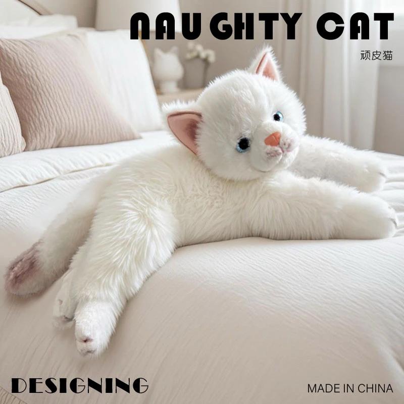 Favorite Toy Girls Grey 45Cm Stuffed Lifelike Cats Plush Toy Simulation American Shorthair Cute Cat Doll Pet Toys Home Decor Gift For Birthday