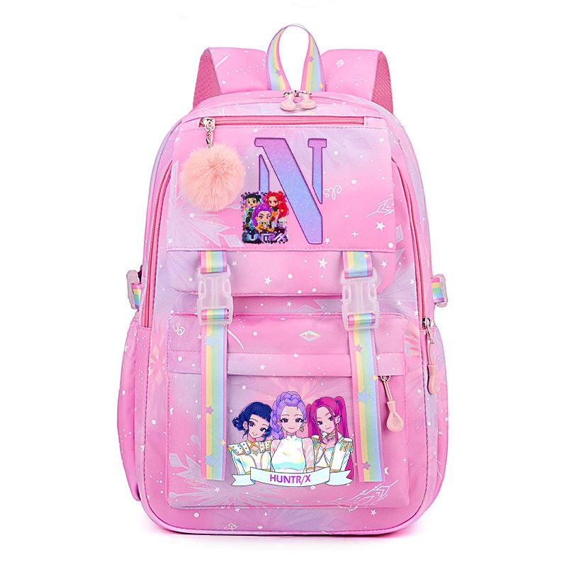 Anime Cartoon Letter Print Small Fresh Rainbow Backpack Korean Version Trend Student Large Capacity Schoolbag